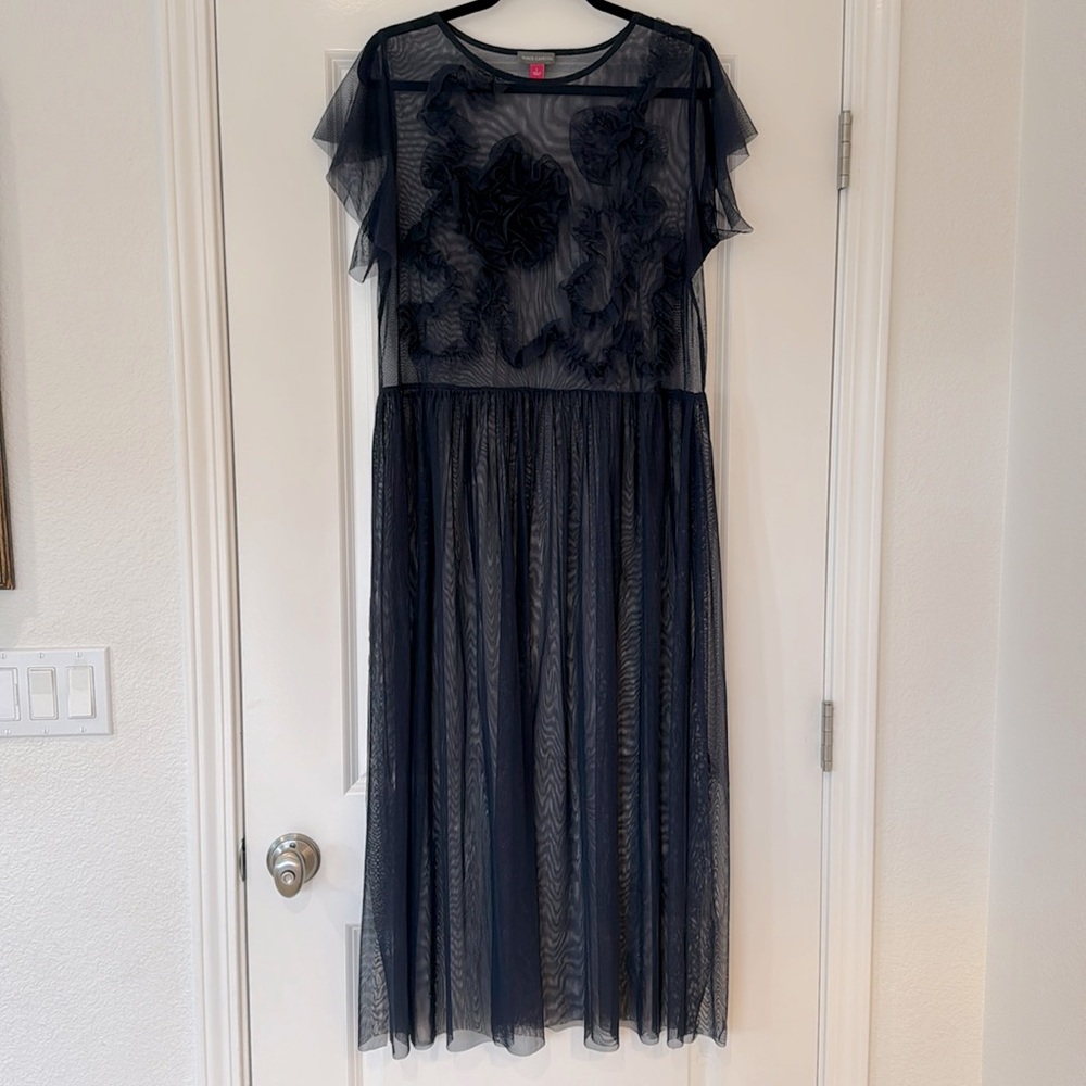 Vine Camuto Navy Sheer Dress